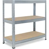 shelfplaza Schwerlastregal Stahl 90x40x30 cm Silber 3 Böden 200 kg Traglast pro Boden