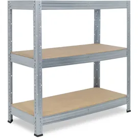 shelfplaza Schwerlastregal Stahl 90x40x30 cm Silber 3 Böden 200 kg Traglast pro Boden