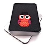 Onwomania Eule Vogel in Rot Große Augen USB Stick in Alu Geschenkbox 64 GB USB 3.0