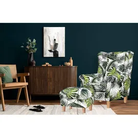 Konsimo Ohrensessel Miles Webstoff 82 x 105 x 97 cm Weiß