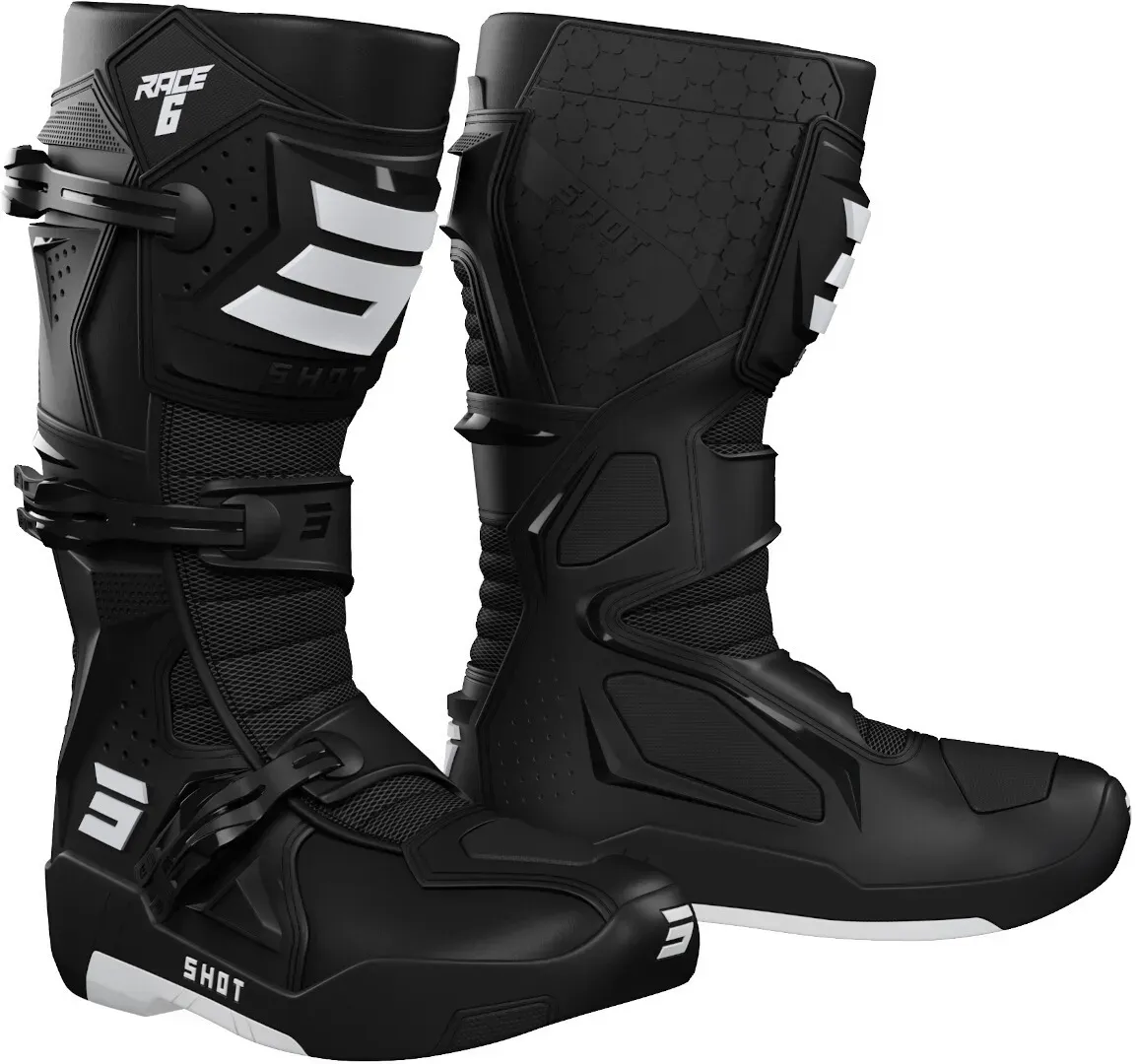 Shot Race 6 Motocross Stiefel, schwarz-weiss, Größe 46 für Männer