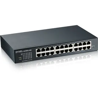 Zyxel 24-Port Gigabit Switch | Smart Managed | Desktop/Rackmontage und lüfterloses Design | VLAN, IGMP, QoS [GS1900-24E]