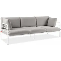 Konsimo Gartensofa, RAMBE 3-Personen mit Kissen, Weiß/Hellgrau - Hellgrau,