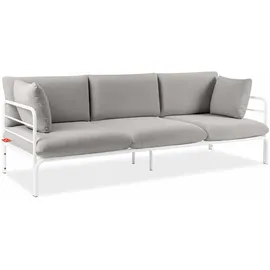 Konsimo Gartensofa, RAMBE 3-Personen mit Kissen, Weiß/Hellgrau - Hellgrau,
