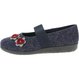 ROHDE Damen Hausschuh Filz Ballerina Blütenapplikation Ballerup 2228, Größe:41 EU, Farbe:Blau