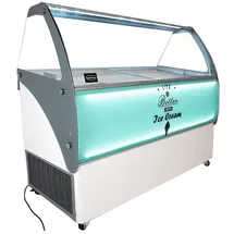CombiSteel Speiseeisvitrine Bali neun Eisbehälter fahrbar Beleuchtung LED für 9 x 5 Liter