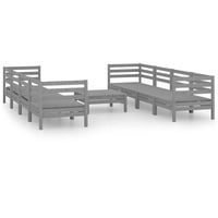 vidaXL 9-tlg Garten-Lounge-Set Grau Kiefer Massivholz