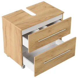 Posseik Waschbeckenunterschrank 2 Schubladen 70 x 63 x 41,6 cm Eiche Gold