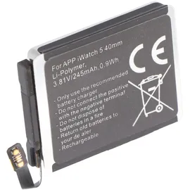 AccuCell Akku passend für Apple Watch 5 40mm A2277, A2092, MWWP2LLA Li-Polymer 3,81V built-in ohne Werkzeug