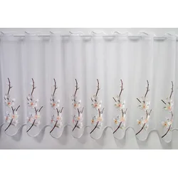 Scheibengardine STICKEREIEN PLAUEN "Kirschblüte" Gr. 5, bunt, B:210cm H:50cm, Voile, Polyester, Gardinen