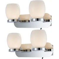 GLOBO Wandleuchte Badezimmerleuchte Wohnzimmerlampe Flurleuchte Esszimmerlampe, Metall Glas Silber,