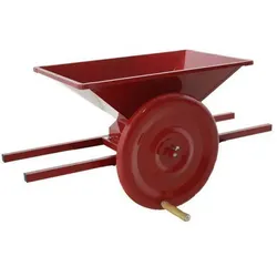 Handbetriebene Traubenmühle mit Handrad und Aluwalzen - klein, 4 Haltegriffe