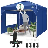 COBIZI Pavillon 3x3,Faltpavillon 3x3 Wasserdicht Stabil,Gartenpavillon Höhenverstellbar,Faltpavillon 3x3 mit 3 Seitenteilen mit & 4 Sandsäcken,Pop up Pavillon,UV Schutz 50+,Partyzelt,Meeresblau