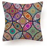 Wazylphin Kissenbezug 80x80 Bunter Kreis Böhmen Kissenbezüge Kopfkissenbezug 80x80 Baumwolle Leinen Sofakissen mit Reißverschluss Pillow Cover Knitterfreie Kissen Bett Langlebig Couchkissen 1 Pcs