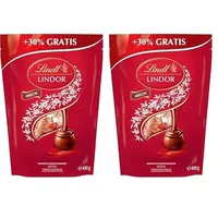 Lindt Schokolade LINDOR Kugeln Milch | 400 g | Ca. 30 Kugeln Vollmilchschokolade mit zartschmelzender Füllung | Pralinen-Geschenk | Schokoladen-Geschenk (Packung mit 2)