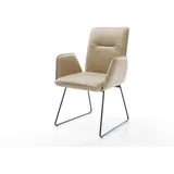 DELIFE Polsterstuhl Vinja-Flex, Kufengestell Schwarz Mikrofaser Beige Vintage beige|weiß