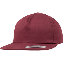 Flexfit Unstructured 5-Panel Snapback Cap, maroon