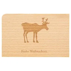 Holzpost Postkarte Rentier