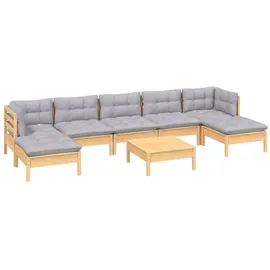 vidaXL Garten-Lounge-Set 8-tlg. grau Kiefernholz