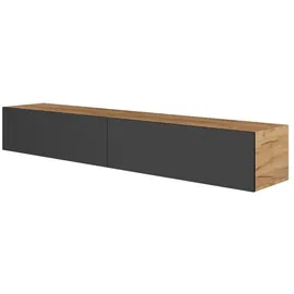 Planetmöbel West TV-Schrank, Fernsehtisch 200 cm lang, TV-Board hängend oder stehend, Fernsehschrank für Wohnzimmer, 2X TV Möbel 37,8 x 100 x 30 cm, Gold Eiche anthrazit