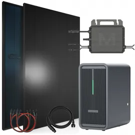 sunniva Balkonkraftwerk Full Black Bifazial 920 W inkl. 2,24 kWh Speicher + 2 x 460 W N-Typ Glas-Glas Bifacial Module