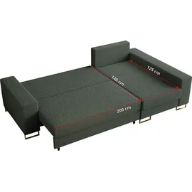 MKS Meble Eckcouch Boucle 2-Sitzer Grün