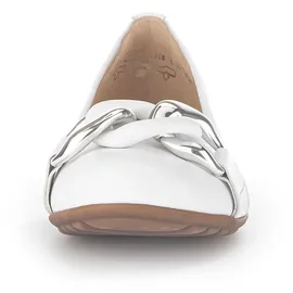 Gabor Ballerina GABOR "FLORENZ", Damen, Gr. 38, weiß, Leder, Schuhe Ballerina, Hochzeitsschuh, Flache Schuhe, Slipper mit eleganter Zierkette