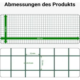 Wiltec Maschendrahtzaun 1x5 m Grün