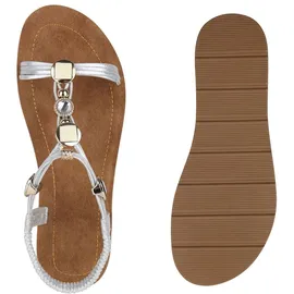 Stiefelparadies Damen Riemchensandalen in Silber,
