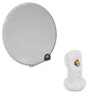 PremiumX Camping Sat Anlage 45cm Hellgrau Digital Satelliten-Schüssel Spiegel