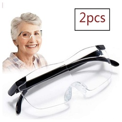 Lubgitsr Lupenbrille Lupenbrille als Lesehilfe und Sehhilfe,Vergrößerungsbrille 160%, 2-tlg. schwarz