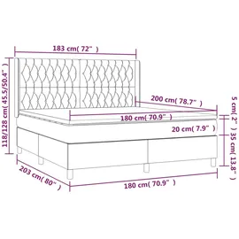 vidaXL Boxspringbett mit Matratze & LED Dunkelgrau 180x200 cm Samt
