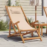 Teenpull – Strandstuhl Klappbar Beige Massivholz Eukalyptus Und Stoff