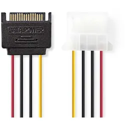 Nedis Interne Stromkabel | SATA 15-Pin Stecker | Molex Buchse | Vergoldet | 0.15 m | rund | PVC | Mehrfarbig | Plastikbeutel