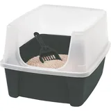 Iris Ohyama Katzenklo mit Schaufel, bis 7 kg, Grau, offen, ohne Deckel, Katzentoilette, hoher Abnehmbarer Rand, Für große Katzen, Kätzchen, Toilet, XXL Toilette, BPA-frei, Cat Litter Box, CLH-12