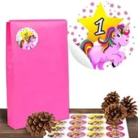 Adventskalender für Mädchen zum Befüllen – 24 Pinke Adventstüten mit Zahlenaufkleber Einhorn