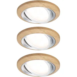 Paulmann 92239 Lanati 3er-Set rund 84mm 30° Coin 3x6W 3x470lm 230V 2700K Holzoptik