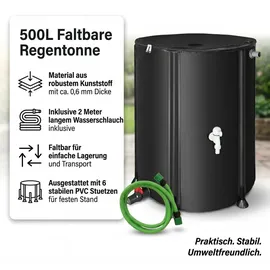 MuCoLa 500L Faltbarer Wasserspeicher 500 l Schwarz
