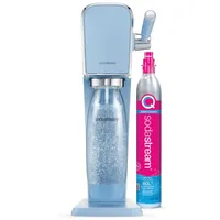 SodaStream ART Sprudelwassermaschine mit Gashebel | Packung mit 1 Flasche 1 l spülmaschinenfest + 1 Gasnachfüller 60 l zum Anstecken | Blau