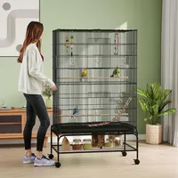 PawHut Vogelkäfig Vogelhaus 97 x 58 x 160 cm schwarz