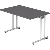 Hammerbacher NS12 Schreibtisch grafit rechteckig, C-Fuß-Gestell silber 120,0 x