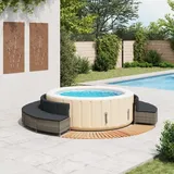 vidaXL Whirlpool-Umrandung Grau Poly Rattan und Massivholz Akazie