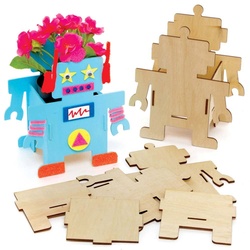 Roboter Blumentopf-Bastelsets   (pro Set 3) Basteln mit Holz