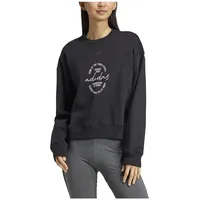 Adidas Damen Signature Graphic Print Fleece Loose Sweatshirt, Black, L