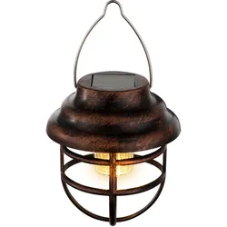 LED Solar Außen Pendel Decken Lampe Retro Käfig Laterne Garten Terrassen Hänge Leuchte