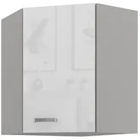 Küchen-Preisbombe Eckhängeschrank 60 x 60 cm Weiß Hochglanz + Grau