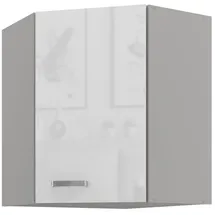Küchen-Preisbombe Eckhängeschrank 60 x 60 cm Weiß Hochglanz + Grau