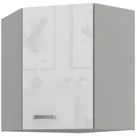 Küchen-Preisbombe Eckhängeschrank 60 x 60 cm Weiß Hochglanz + Grau