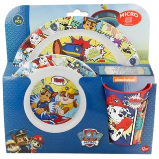 tinisu Kindergeschirr-Set Paw Patrol Geschirr Kunststoffset für Kinder, Kunststoff bunt