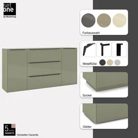 Set One by Musterring Sideboard Reno 182 x 94 x 42 cm Olivgrün matt lack / Olivgrün glanz